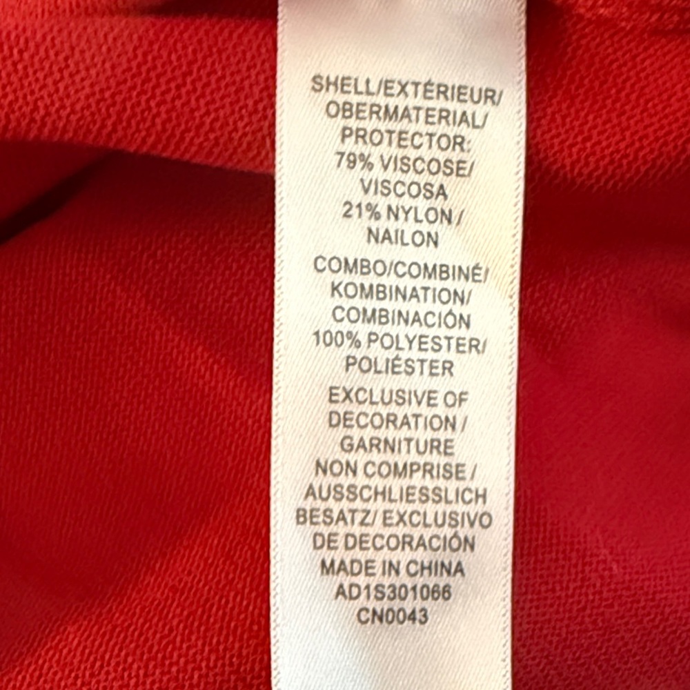 Adrianna Papell Red V-Neck Layered Sweater with White Shirt Detail - Picture 9 of 9